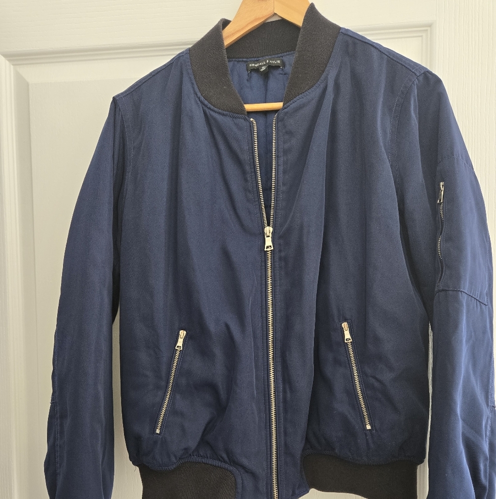 KENDALL & KYLIE BOMBER JACKET in Navy Blue